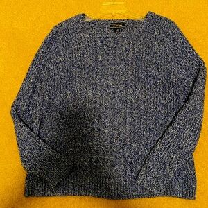 Lands End blue marl long sleeve sweater, with cable detailing.